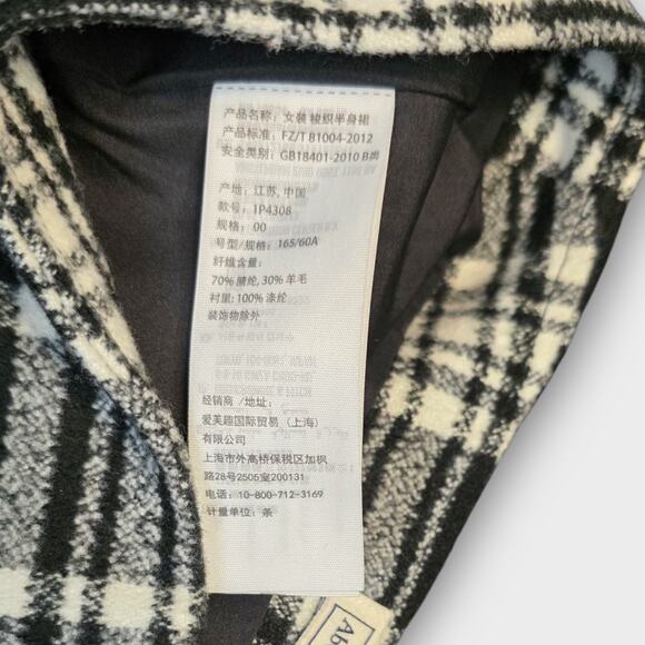 Y2K Abercrombie & Fitch Wool Mini Skirt Sz 00 Black Plaid White Tartan Twee Core - Picture 11 of 12